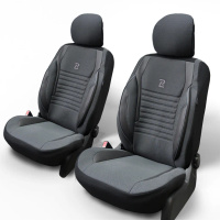 Pokrowce na przednie fotele samochodowe Skórzane Ares grube szaro czarne przód