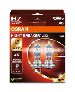 Osram Żarówki h7 12v night breaker +220% mocne białe światło komplet