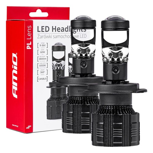 Żarówki samochodowe LED PL Lens soczewka H4 6000k 2 SZT