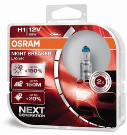 OSRAM H1 12V 55W NIGHT BREAKER® LASER +150% 64150NL-HCB